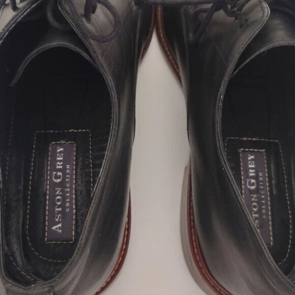 🔥ASTON GREY COLLECTION Men's 11.5 BLACK Wingtip Dress Shoes + Original Box - Picture 6 of 8